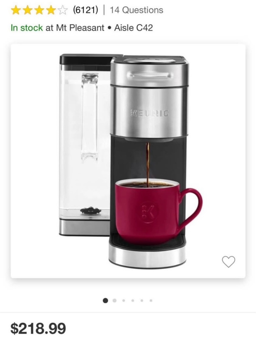 Keurig Single-Serve Coffee Maker in Stainless Steel and Black